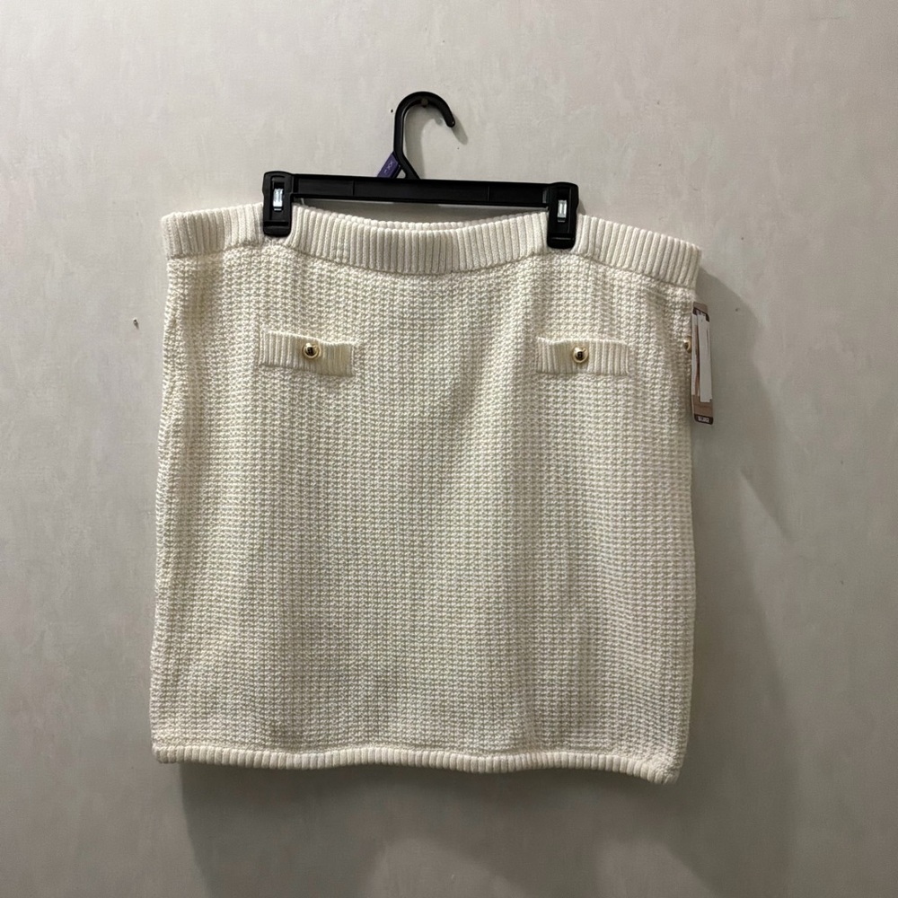 French Connection Cream Knit Pencil Skirt